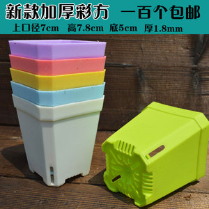 超级加厚彩方小黑方塑料花盆多肉绿植物盆七方十方七色6方包邮