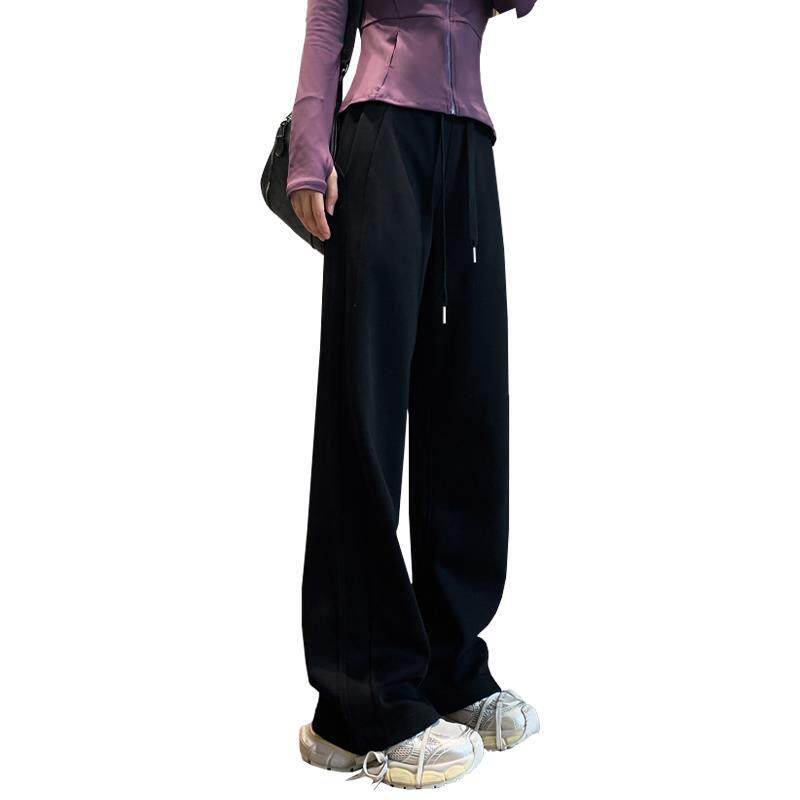 黑色运动裤女春秋夏季新款宽松薄款阔腿裤窄版直筒香蕉休闲卫裤子