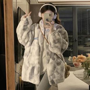 时尚羊羔毛毛绒棉服女秋冬季2025新款学生大童中长款加绒加厚外套