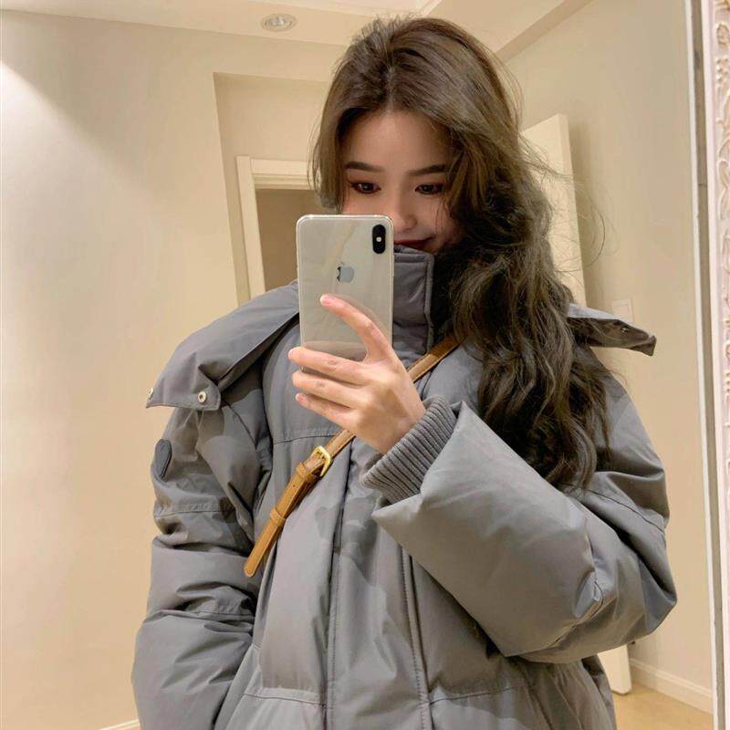 棉袄连帽小个子女冬季2025新款爆灰色棉服今年流行的厚外套面包服