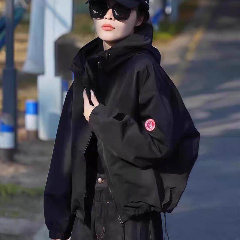 爆款加棉冲锋衣外套女2025秋冬季新款连帽棒球服韩版宽松夹克上衣