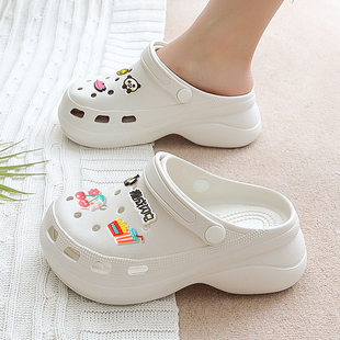 2023年新款 洞洞鞋 女夏ins潮外穿厚底增高松糕网红时尚 沙滩凉拖鞋