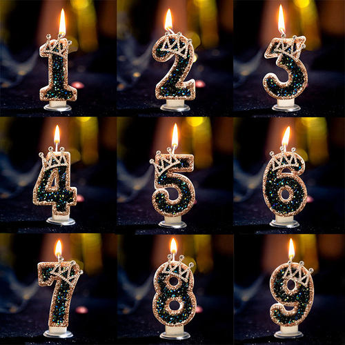 黑钻皇冠数字生日蜡烛