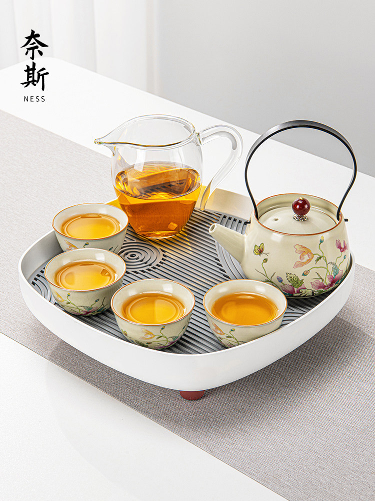 2025新汝窑功夫茶具家庭女孩高颜特别茶壶饮用茶杯全套