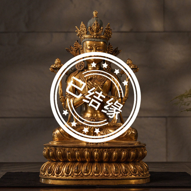 (已售出)清代铜鎏金白度母像文玩古董佛像收藏度母佛供奉摆件