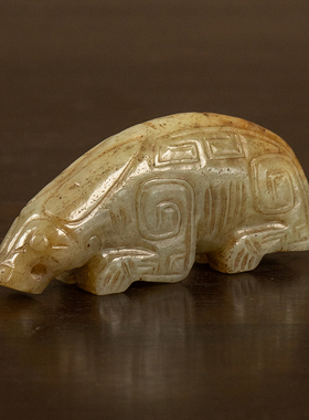 明代玉雕瑞兽摆件古玩玉器收藏和田玉雕祝福摆件104.9g