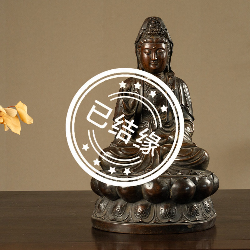 （已售出）清代铜观音像文玩古董佛像收藏客厅办公室观音像摆件