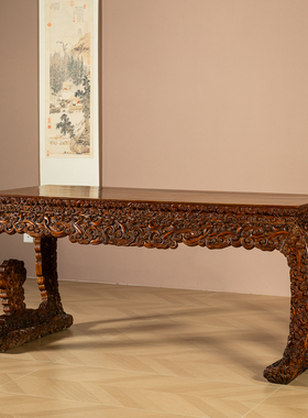 清中期海南黄花梨灵芝纹书桌