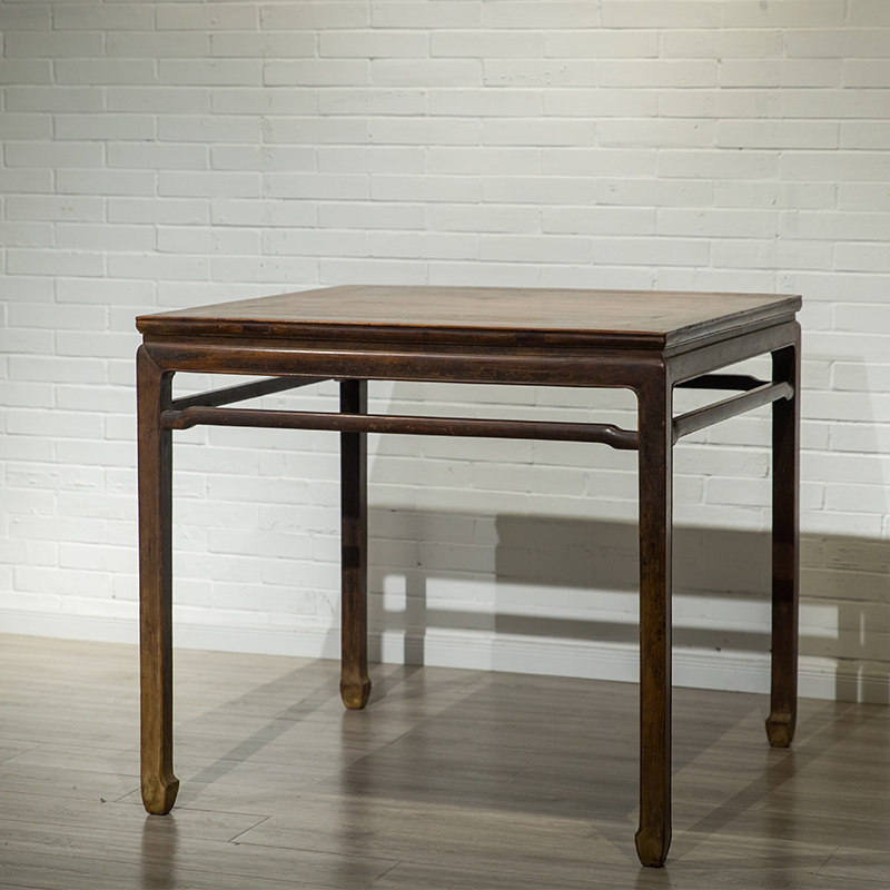 明代 黄花梨罗锅枨马蹄腿八仙桌明清古典黄花梨家具古董收藏真品