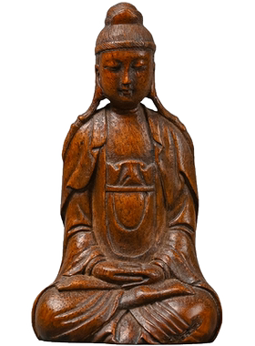 清代竹雕观音像供奉摆件