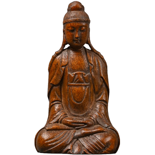 清代竹雕观音像老物件文玩古董佛像收藏竹制艺术品观音佛供奉摆件