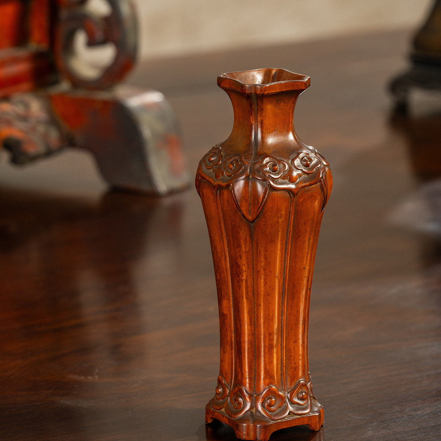 清代黄杨木如意云纹委角方形花插老物件文玩古董收藏黄杨木雕摆件,家居饰品,艺术摆件,淘宝优惠券,粉丝福利购,淘宝优惠卷