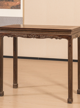 红木束腰马蹄腿螭龙纹半桌