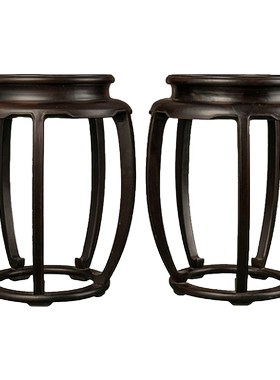 红木五足带拖泥花几摆件