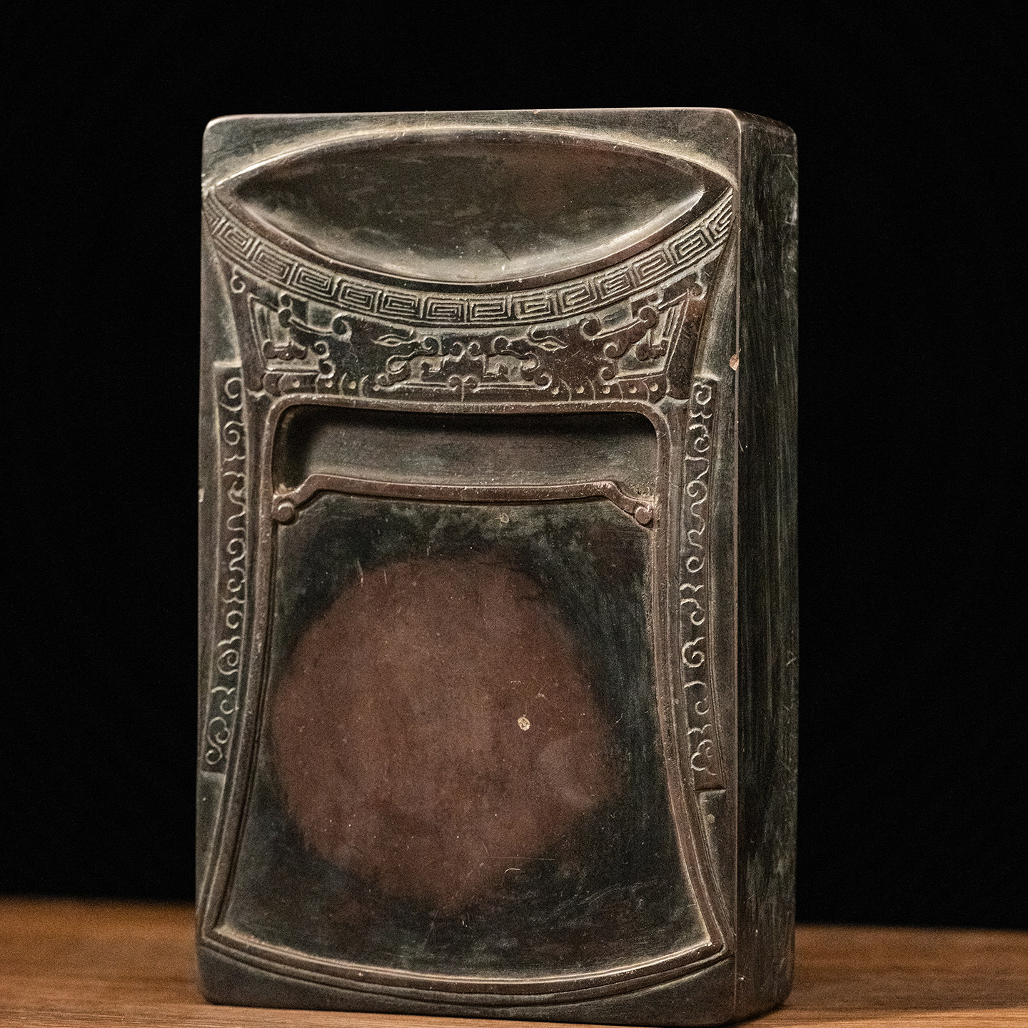 清代 夔龙纹钺形池端砚老物件古董收藏文房雅器书房摆件砚台摆件