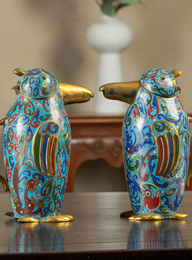 铜胎掐丝珐琅鸭形执壶