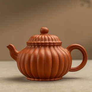 纯手工紫砂壶收藏真品 340ml工艺美术师高永伟作品 朱泥菊瓣壶