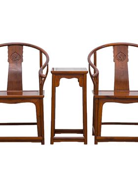 黄花梨浮雕螭龙纹圈椅成套