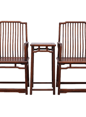 清代老红木梳背椅成套