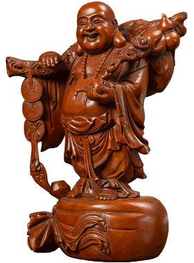 黄杨木雕弥勒佛摆件家用