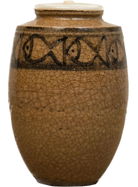 陶釉开片鱼纹茶入回流器