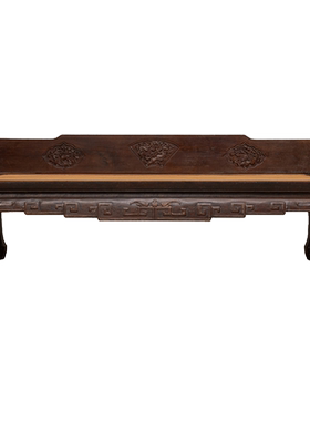 榉木花鸟人物开窗三围屏罗汉床