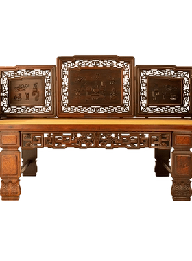 二十世纪红木透雕拐子博古中式