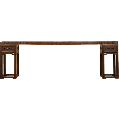 黄花梨架几瘿木嵌紫檀架几案