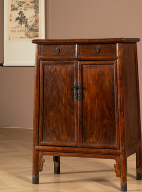 清代海南黄花梨带屉圆角书柜