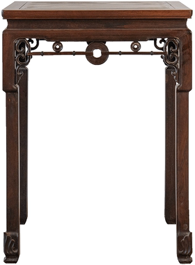 红木镶云石活面拱璧纹小方