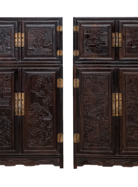 清中期小叶紫檀四件柜古董