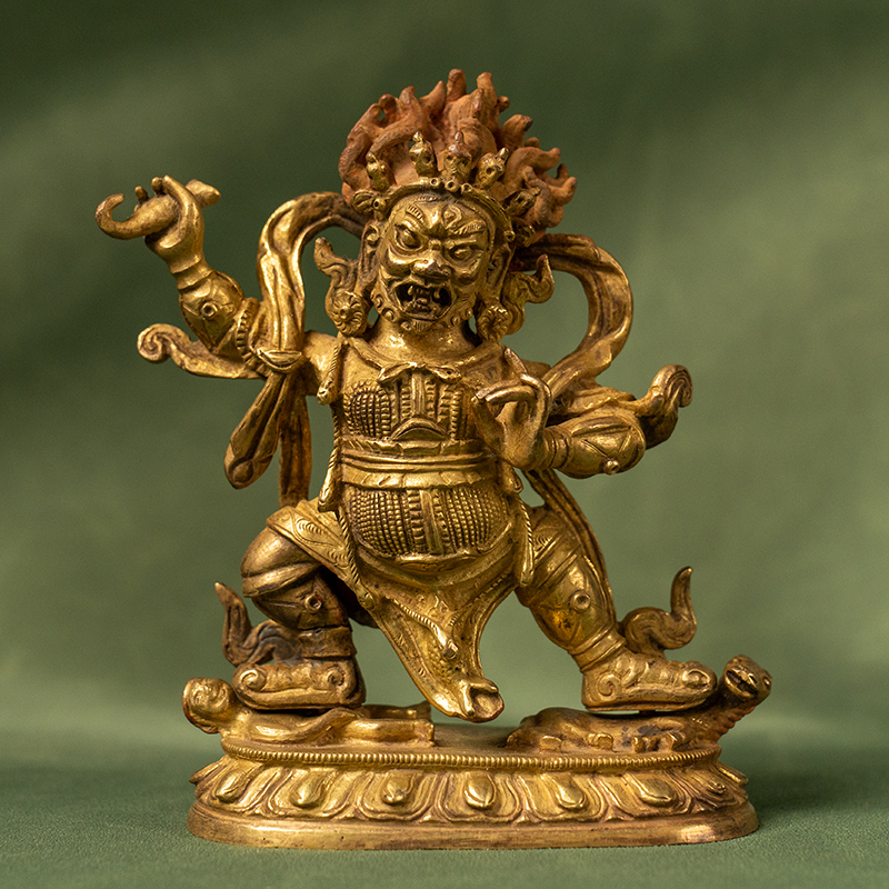 清代铜鎏金大黑天像老物件文玩古董收藏真品客厅藏传佛像供奉摆件