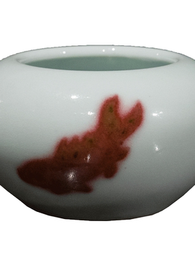 清代 釉里红鱼纹水盂老物件收藏品文玩古董瓷器文房雅器水洗摆件