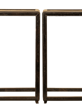 红木镶云石四面平花几摆件