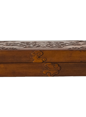 清代竹簧花卉纹盖盒摆件