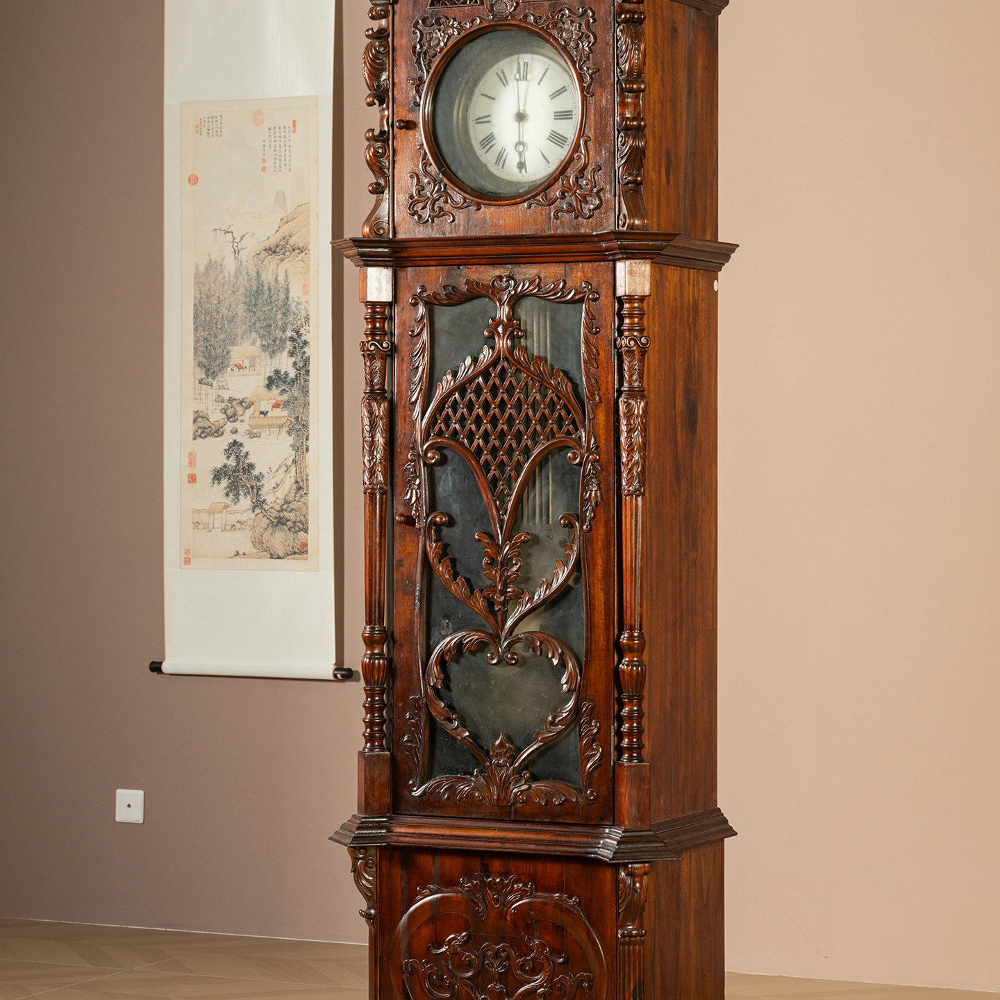 十九世纪 楠木西洋落地钟老物件古董收藏客厅装饰摆件西洋钟