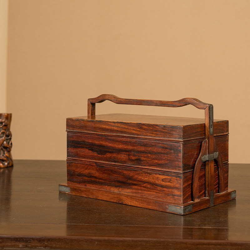 清代黄花梨两撞提梁盒文玩古董收藏真品文房雅器海南黄花梨文房盒