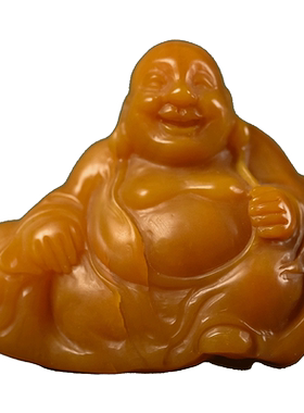 清代田黄石雕弥勒佛摆件