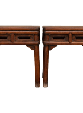 红木圆包圆鱼门洞方凳（一对）