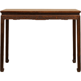 清代红木束腰马蹄腿回纹独板画桌明清老家具古董收藏书桌办公桌