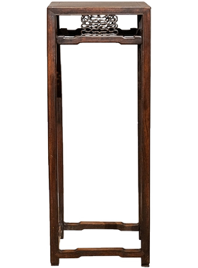 清代红木透雕绳纹卡子花四面平花几明清古典老家具古董收藏玄关桌