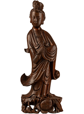 黄杨木雕观音像供奉摆件