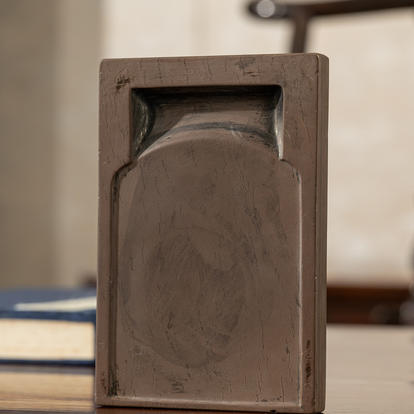 清代&ldquo;尚志堂&rdquo;张士保铭长方敞池祁阳石砚古董收藏书房摆件砚台