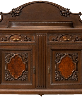 樱桃木嵌瘿木花卉纹西洋边橱