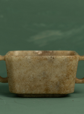 明代玉雕双耳香炉老物件文玩古董玉器收藏和田玉雕香炉摆件127.8g