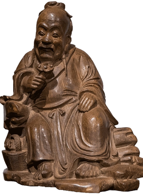 清代 竹雕东方朔人物像老物件收藏品文玩古董竹制艺术品人物摆件