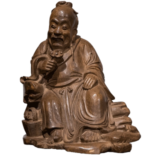 清代 竹雕东方朔人物像老物件收藏品文玩古董竹制艺术品人物摆件