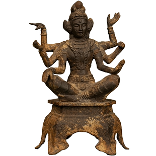 清代 铁铸六臂观音像老物件文玩古董佛像收藏观音菩萨像供奉摆件