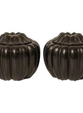 清代紫檀木雕瓜棱形围棋盒