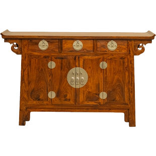 清代黄花梨三联橱柜古董家具收藏海南黄花梨闷户橱餐柜边柜嫁底